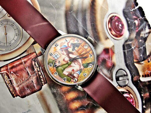 Rare erotic hand-painted wristwatch from the 1920s. - Image 4