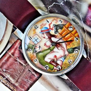 Rare erotic hand-painted wristwatch from the 1920s.