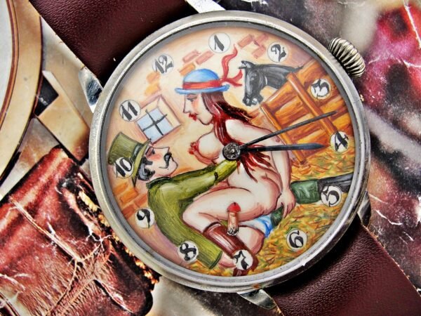 Rare erotic hand-painted wristwatch from the 1920s. - Image 5