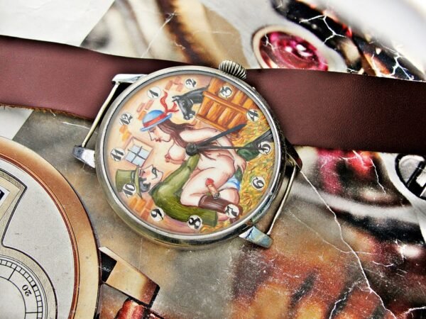 Rare erotic hand-painted wristwatch from the 1920s. - Image 6