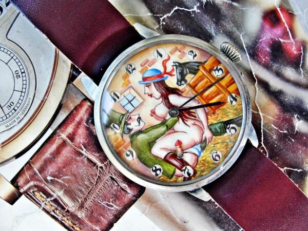 Rare erotic hand-painted wristwatch from the 1920s.