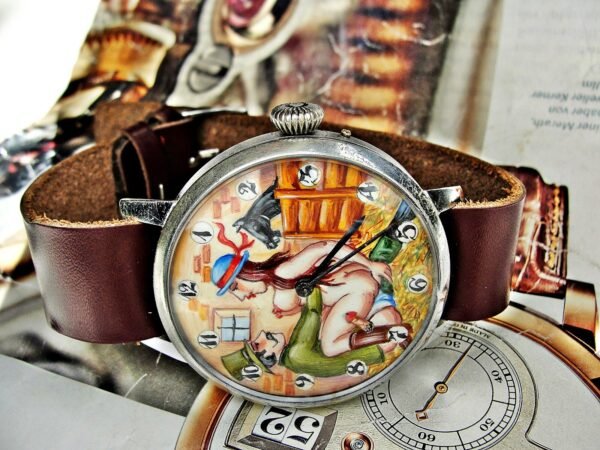 Rare erotic hand-painted wristwatch from the 1920s. - Image 8