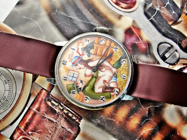 Rare erotic hand-painted wristwatch from the 1920s. - Image 9