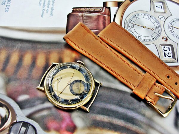 Beautiful bicolor dial 14-carat gold Omega watch from the 1940s. - Image 4