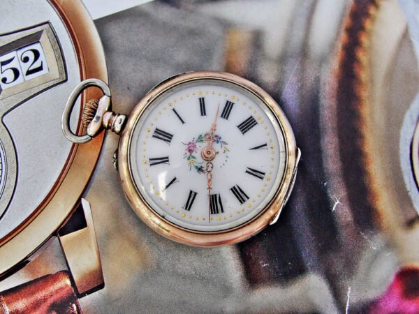Beautiful silver nun watch with porcelain dial from the late 1800s - Image 12