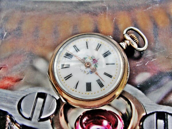 Beautiful silver nun watch with porcelain dial from the late 1800s - Image 14