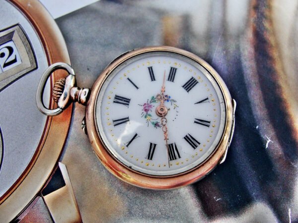 Beautiful silver nun watch with porcelain dial from the late 1800s - Image 3