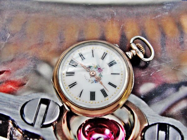 Beautiful silver nun watch with porcelain dial from the late 1800s - Image 4