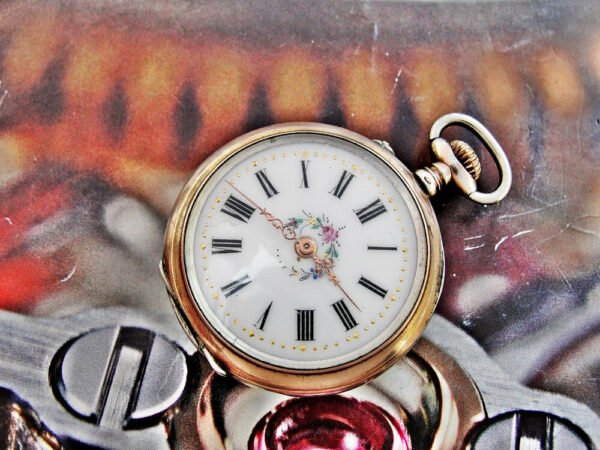 Beautiful silver nun watch with porcelain dial from the late 1800s