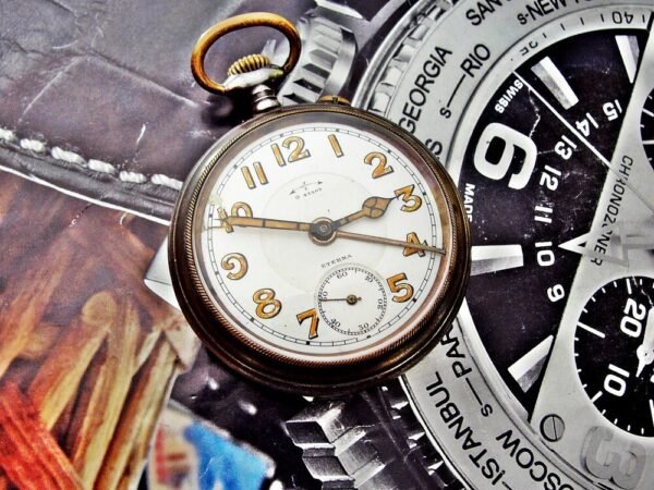 Beautiful very rare iron case Eterna alarm pocket watch from the early 1900s - Image 12