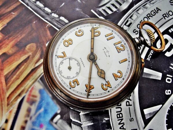 Beautiful very rare iron case Eterna alarm pocket watch from the early 1900s - Image 3