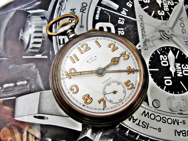 Beautiful very rare iron case Eterna alarm pocket watch from the early 1900s - Image 4