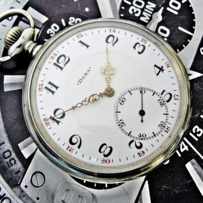 Beautiful Doxa pocket watch with porcelain dial from the 1920s