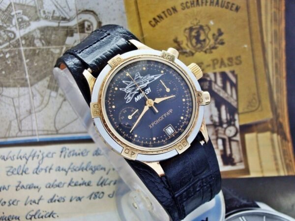 Beautiful rare MIG 23 Pilot Chronograph watch from the 1990s - Image 14