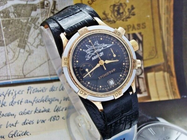 Beautiful rare MIG 23 Pilot Chronograph watch from the 1990s - Image 3