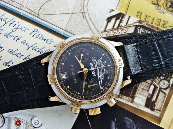 Beautiful rare MIG 23 Pilot Chronograph watch from the 1990s - Image 4