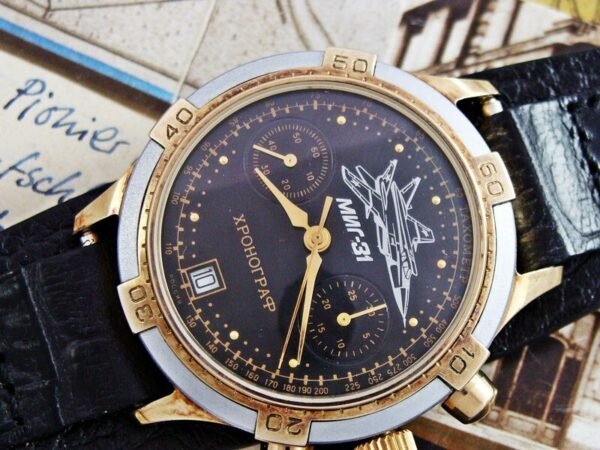 Beautiful rare MIG 23 Pilot Chronograph watch from the 1990s - Image 6