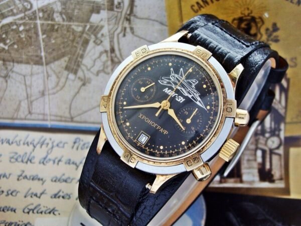 Beautiful rare MIG 23 Pilot Chronograph watch from the 1990s