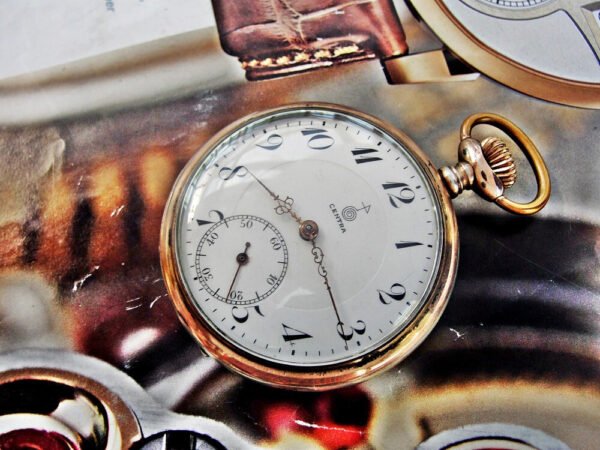 Junghans Centra silver pocket watch with porcelain dial from the 1920s. - Image 4