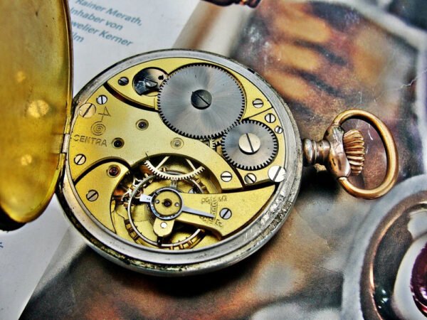 Junghans Centra silver pocket watch with porcelain dial from the 1920s. - Image 8