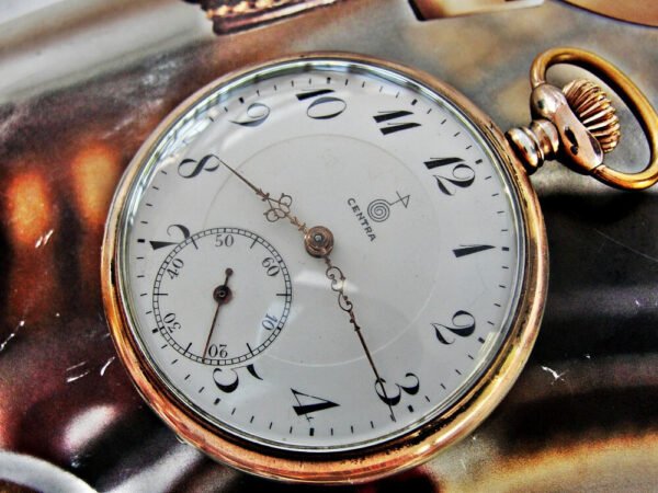 Junghans Centra silver pocket watch with porcelain dial from the 1920s. - Image 9