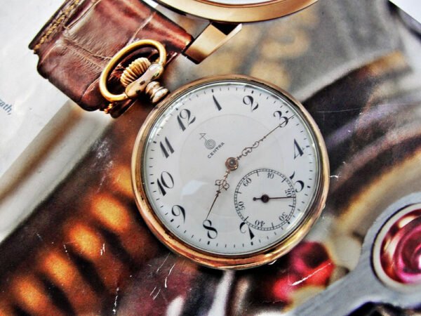 Junghans Centra silver pocket watch with porcelain dial from the 1920s. - Image 10
