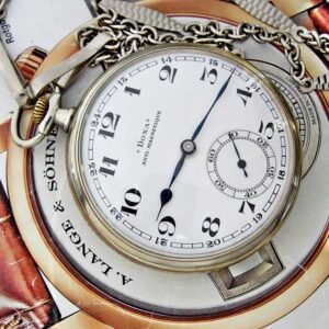 Nice Doxa pocket watch with porcelain dial with chain from the 1920s