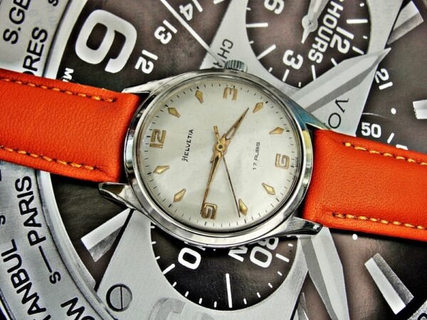 Nice steel Helvetia watch from the 1960s with a rare structure - Image 13
