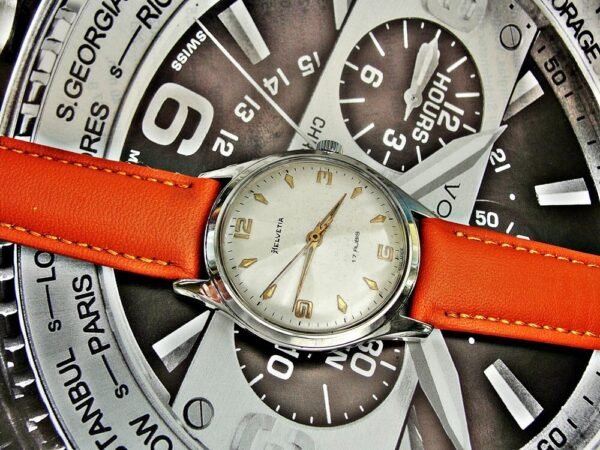 Nice steel Helvetia watch from the 1960s with a rare structure - Image 15