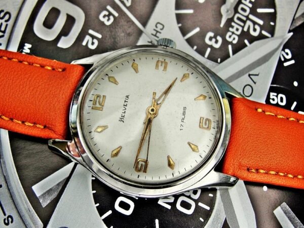 Nice steel Helvetia watch from the 1960s with a rare structure - Image 5