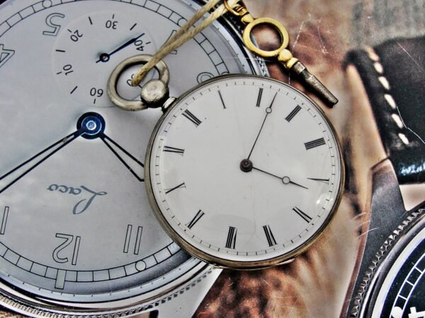 Rare porcelain dial silver key pocket watch from the 1800s - Image 4