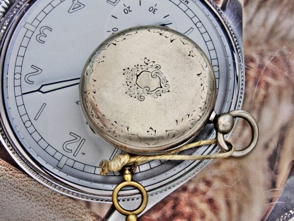 Rare porcelain dial silver key pocket watch from the 1800s - Image 9