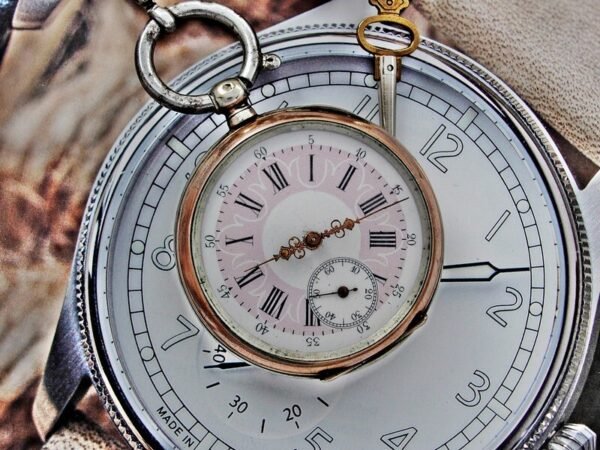 Rare silver pocket watch with key from the 1800s. - Image 4
