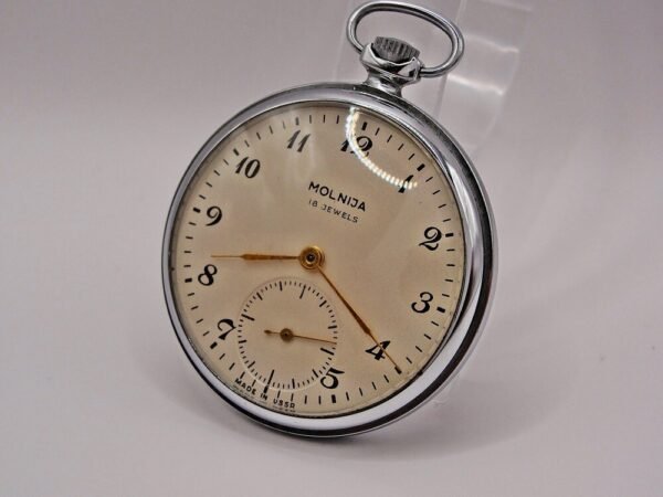 Very nice Molnia Soviet pocket watch from the 1950s - Image 4