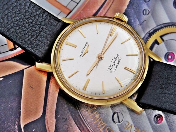 Beautiful 18k gold Longines Flagship automatic watch from the 1960s with box - Image 4