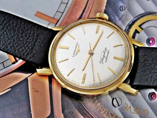 Beautiful 18k gold Longines Flagship automatic watch from the 1960s with box - Image 5