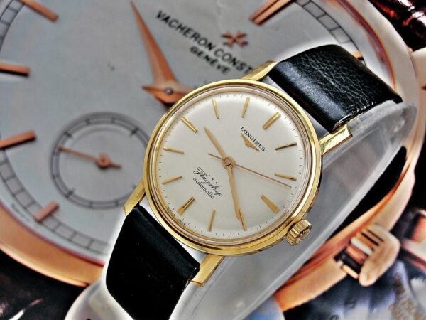 Beautiful 18k gold Longines Flagship automatic watch from the 1960s with box