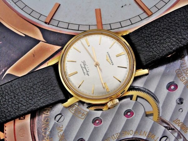 Beautiful 18k gold Longines Flagship automatic watch from the 1960s with box - Image 8