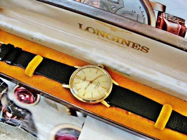 Beautiful 18k gold Longines Flagship automatic watch from the 1960s with box - Image 10