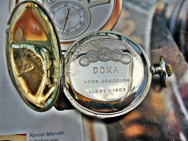 Doxa pocket watch with porcelain dial from the 1920s. - Image 5