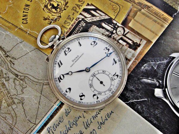 Doxa pocket watch with porcelain dial from the 1940s. - Image 5