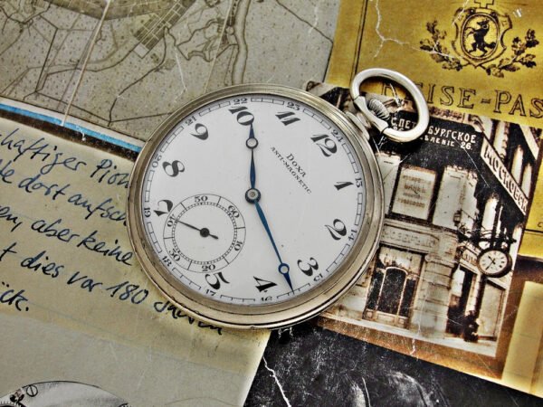 Doxa pocket watch with porcelain dial from the 1940s. - Image 7