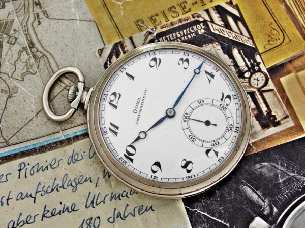 Doxa pocket watch with porcelain dial from the 1940s.