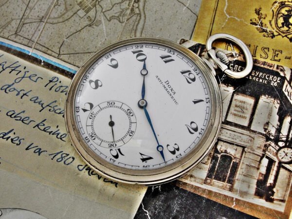 Doxa pocket watch with porcelain dial from the 1940s. - Image 9