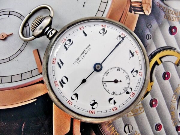 Nice Chronometre De France silver pocket watch from the early 1900s - Image 3