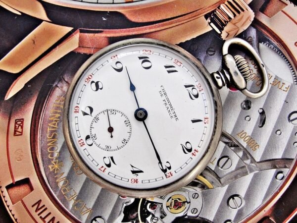 Nice Chronometre De France silver pocket watch from the early 1900s - Image 4