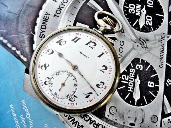Nice Doxa pocket watch with porcelain dial from the 1920s. - Image 14