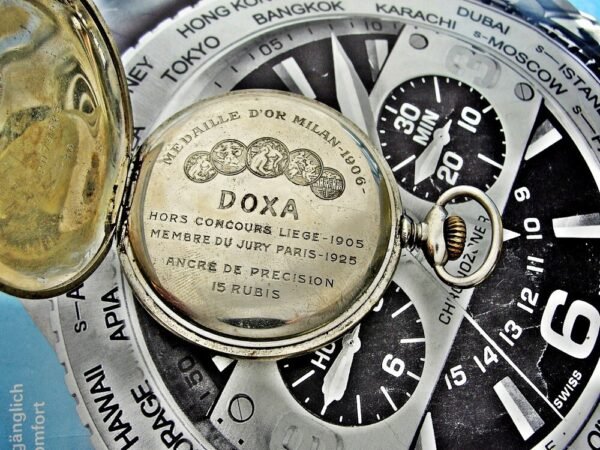Nice Doxa pocket watch with porcelain dial from the 1920s. - Image 8