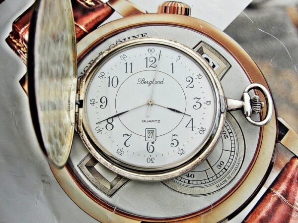 Rare silver Bergland Qwartz pocket watch from the 1980s - Image 14