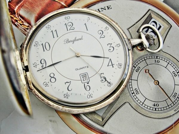 Rare silver Bergland Qwartz pocket watch from the 1980s - Image 17